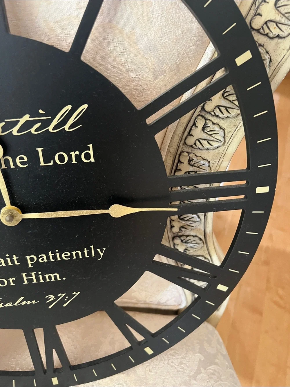 Be Still Wall Clock – Black and Gold Inspirational Wall Decor